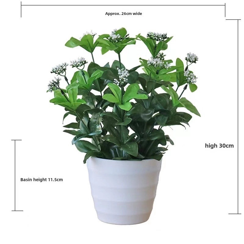 Artificial Green Rose Leaf Plant in Pot|Home Decor Artificial Plants