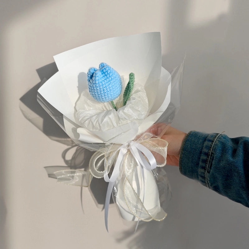 Delicate Tulip Knit Artificial Flowers Bouquet|Home Decor Artificial Flowers