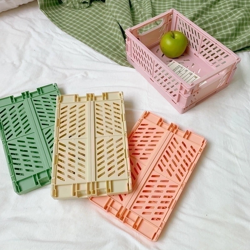 2-Pack Foldable Plastic Storage Baskets for Student Desk Organizers|Desk Organizers & Storage