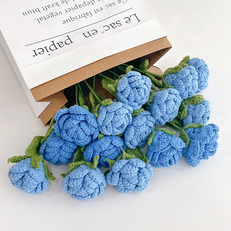 Elegant Artificial Rose Flower Yarn Decoration 1 Piece|Home Decor Artificial Flowers