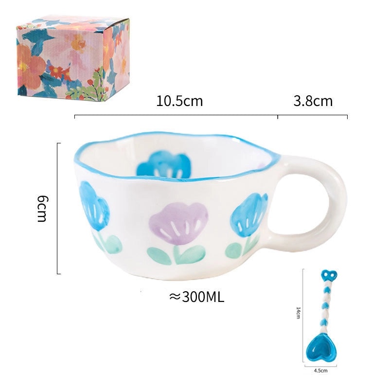 Red Heart Floral Ceramic Water Bottle Casual Style 1 Piece|Home & Kitchen