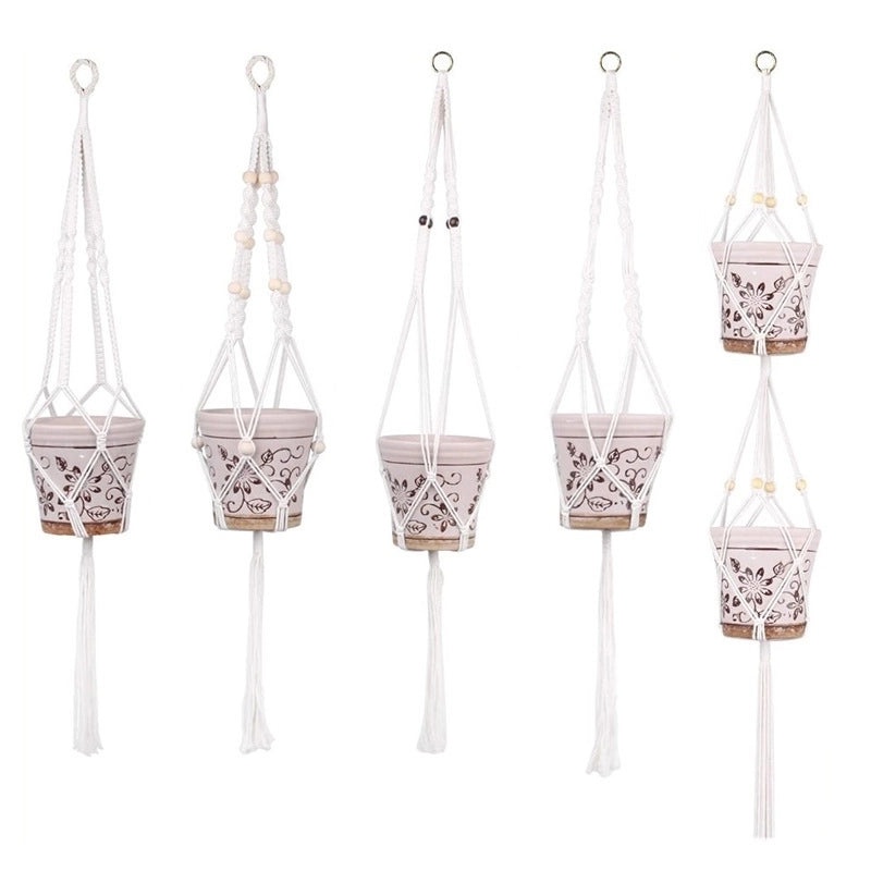 Bohemian Cotton String Woven Flower Pot Set - 4 Pieces for Indoor and Outdoor Use|Home & Garden Decor