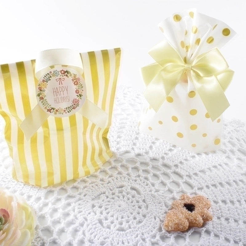 Striped and Polka Dot Plastic Gift Bags Set|Gift Bags and Wrapping Supplies