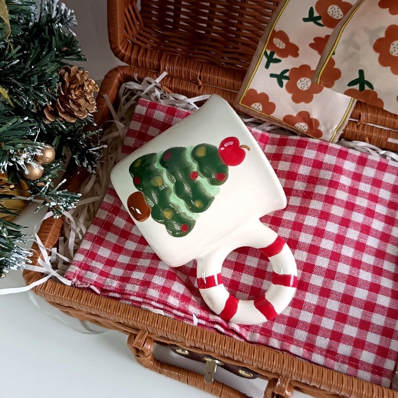 Elegant Christmas Tree Ceramic Plate Mug - Casual Holiday Drinkware | Christmas Decorations
