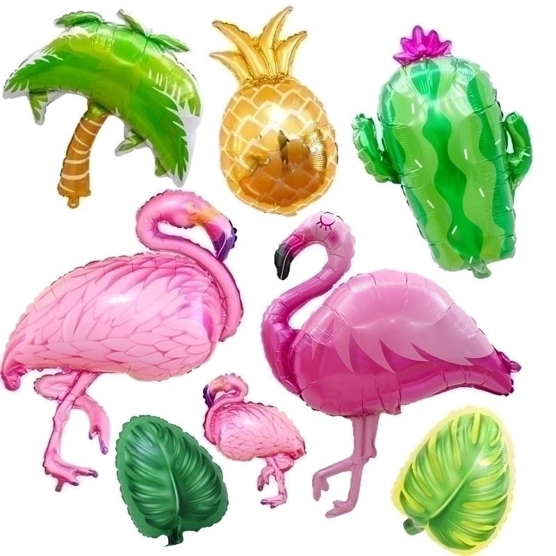 50 Pieces Tropical Flamingo Coconut Tree Aluminum Foil Balloons Set | Party Decorations Balloons