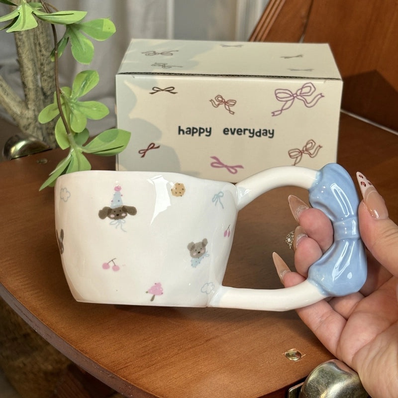 Adorable Ceramic Mug with Cat Bow Knot Design 1 Piece|Home & Kitchen > Drinkware > Mugs