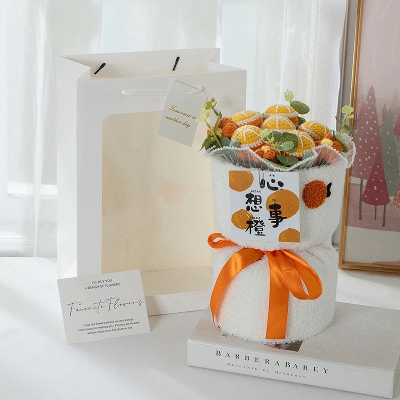 Valentine's Day Cute Fruit-Themed Knit Artificial Flower Bouquet|Home Decor Gifts