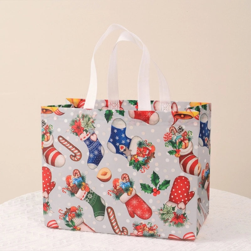 Christmas Cute Santa Claus and Christmas Tree Nonwoven Gift Bags for Party Festival|Holiday Party Supplies