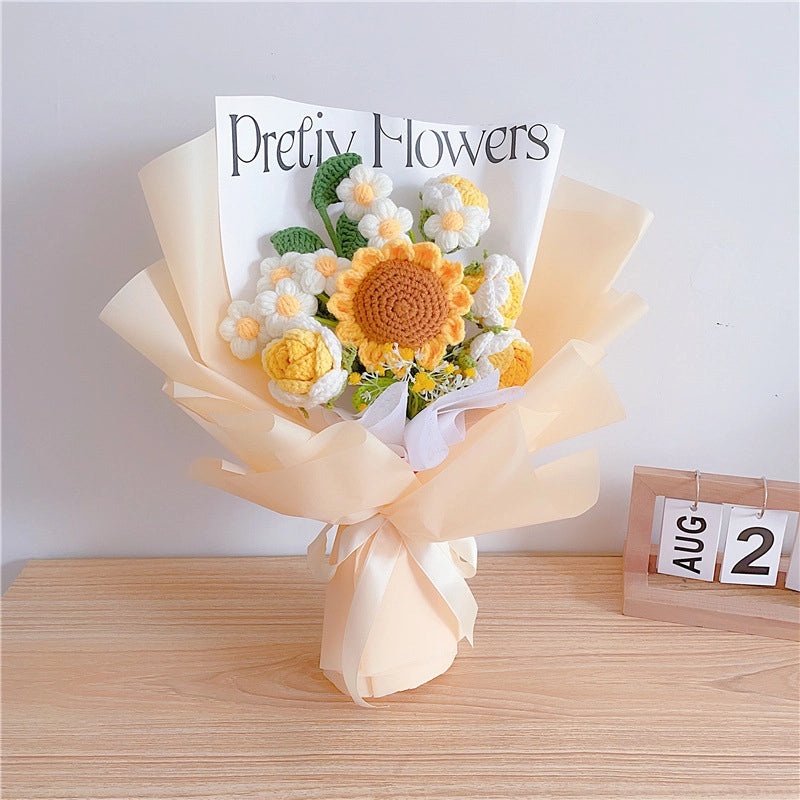 Rustic Sunflower Yarn Artificial Flower Decor|Home Decor Artificial Flowers