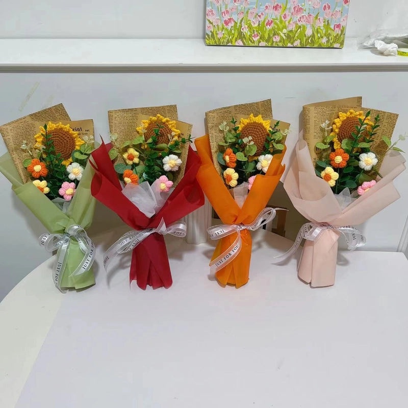 Handmade Pastoral Flower Yarn Artificial Blooms|Home Decor & Artificial Flowers