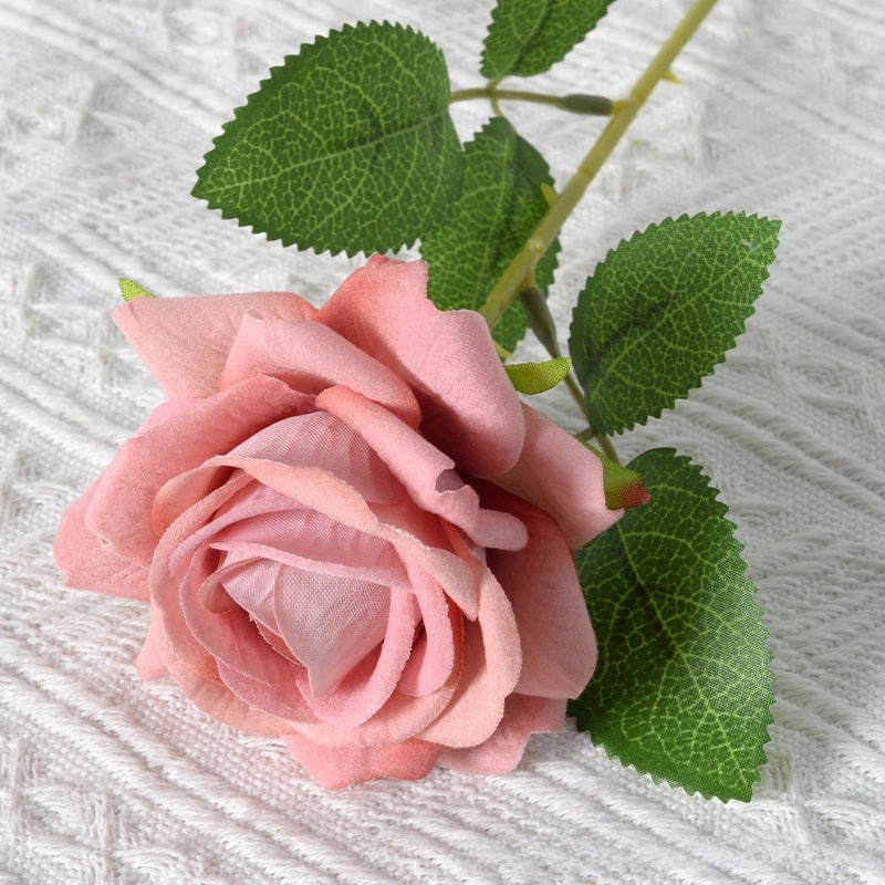 Romantic Artificial Rose Single Stem Valentine’s Day Home & Wedding Decor Soft Flannel Feel|Home Decor & Wedding Supplies