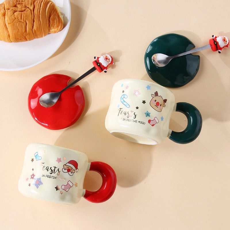 Christmas Santa Claus Socks and Ceramic Water Bottle Set | Holiday Gifts & Accessories