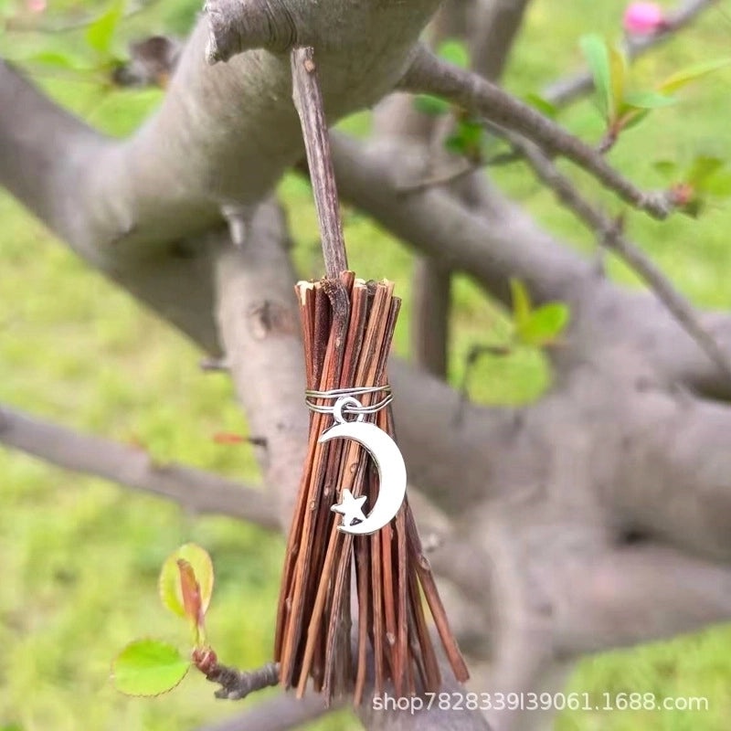 Wooden Broomstick with Pastoral Plant Design|Home Decor Accessories