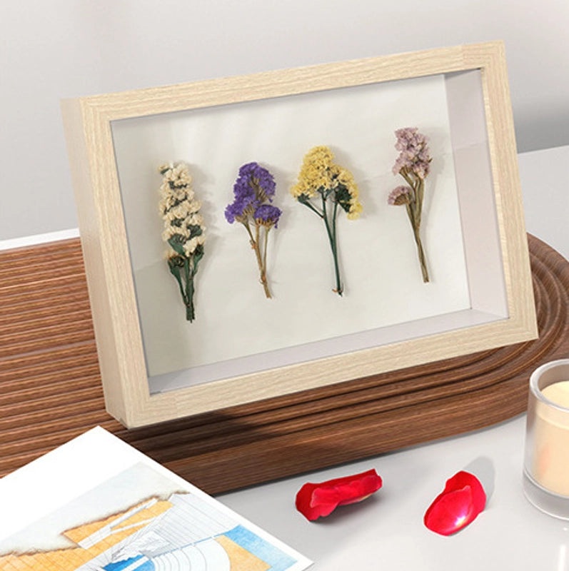 3D Hollow Wooden Photo Frame with Dried Flower and Butterfly Specimen | Handmade Wall Hanging & DIY Table Decor | Home & Living Decor
