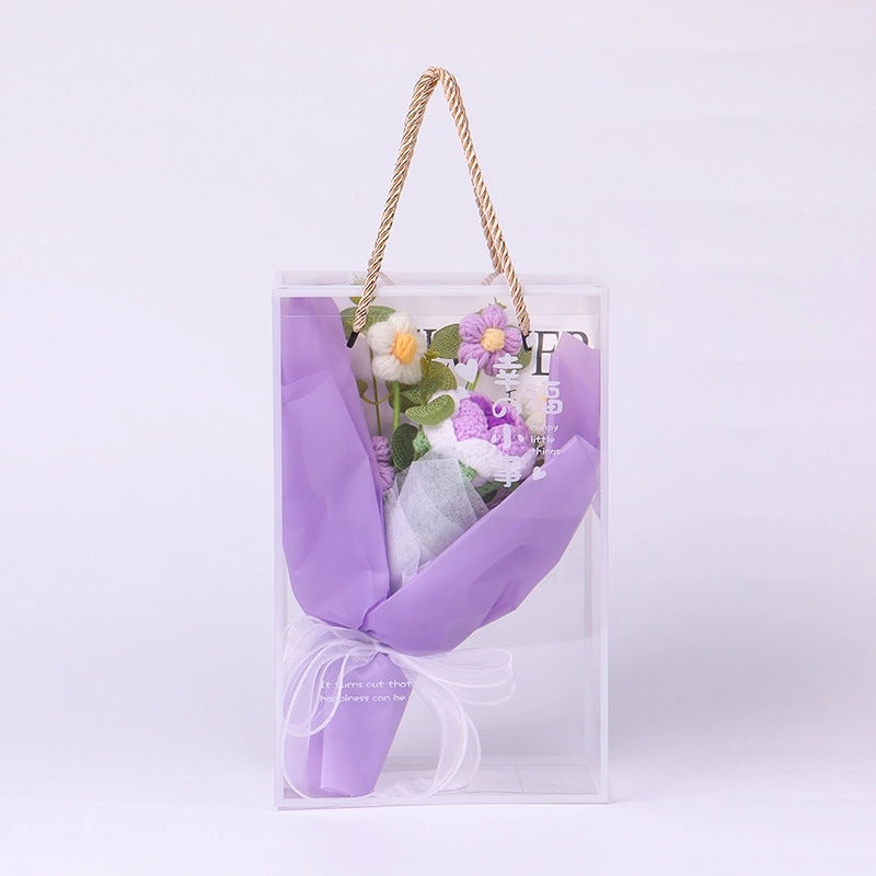 Artificial Sunflower, Rose, and Tulip Yarn Flowers Bouquet|Home Decor Artificial Flowers