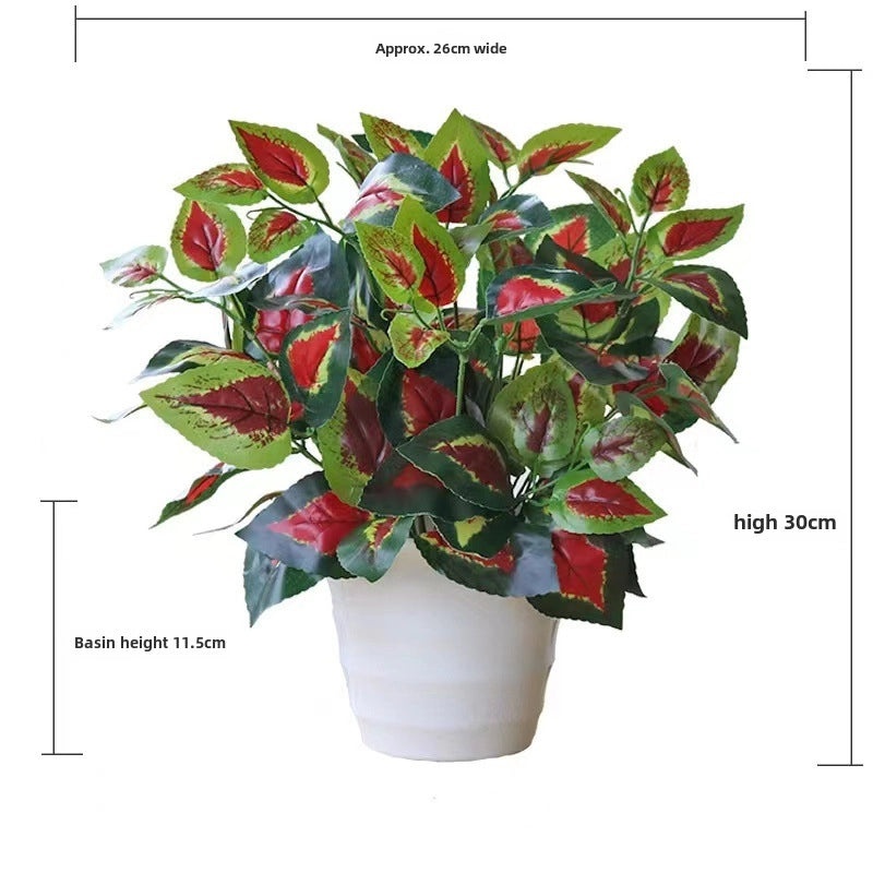 Artificial Green Rose Leaf Plant in Pot|Home Decor Artificial Plants