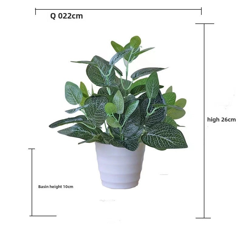 Artificial Green Rose Leaf Plant in Pot|Home Decor Artificial Plants