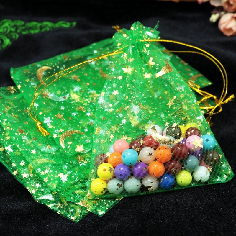 100 Pieces Minimalist Star and Moon Organza Charms for Daily Jewelry Making|Jewelry Supplies & Components