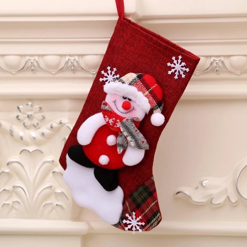 Medium Linen Christmas Stockings Gift Bag Holiday Decoration NHMV155603 | Holiday Decor & Gift Bags