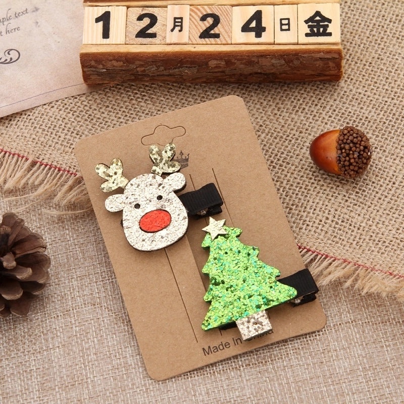 Festive Reindeer Hairpin Set for Christmas Tree Outfit|Holiday Accessories