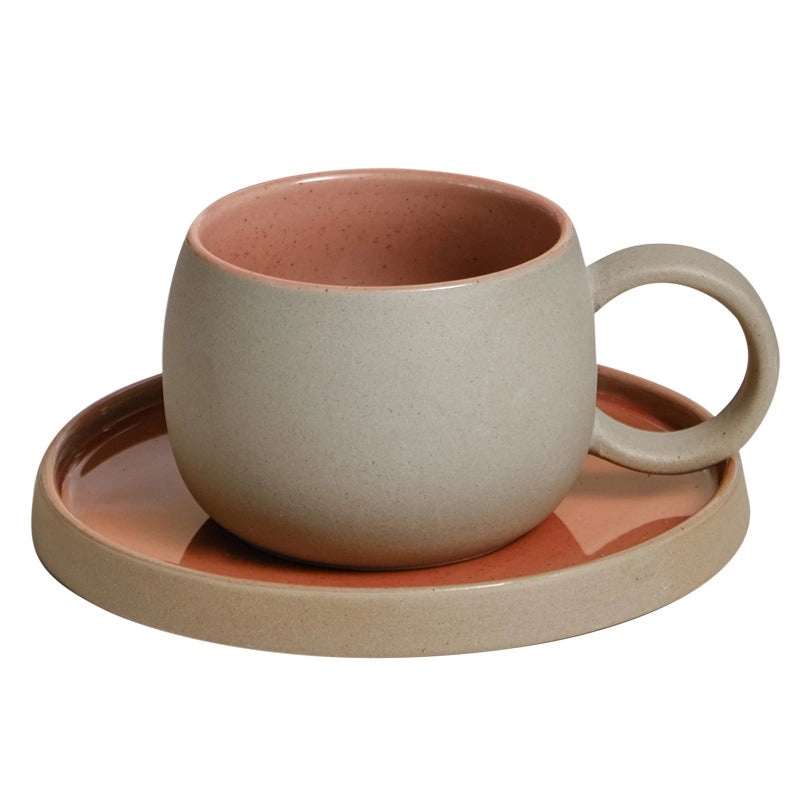 Simple Solid Color Ceramic Mug with Placemat Set for Everyday Use|Home & Kitchen Accessories