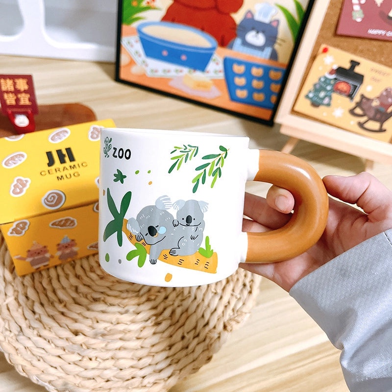 Cartoon Ceramic Water Bottle for Casual Vacation Use 1 Piece|Home & Kitchen Accessories