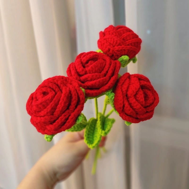 Elegant Rose Yarn Artificial Flowers for Valentine’s Day and Mother’s Day | Home Decor & Gifts
