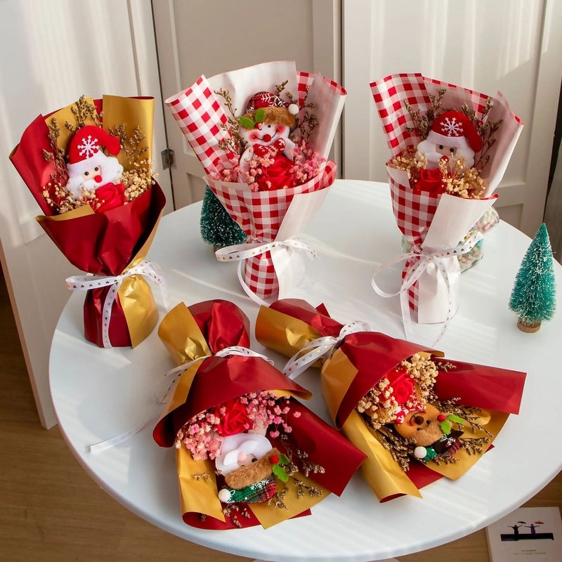 Festive Santa Snowman Fabric Flowers Decoration|Christmas Home Decor