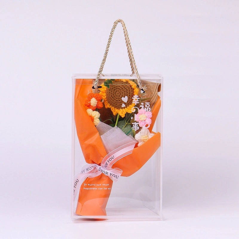 Artificial Sunflower, Rose, and Tulip Yarn Flowers Bouquet|Home Decor Artificial Flowers