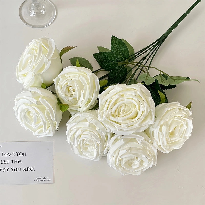 Artificial 7-Head Imperial Concubine Rose Bouquet for Wedding Room Decoration, DIY Flower Arrangement, Photography Props|Home Decor & Wedding Sup