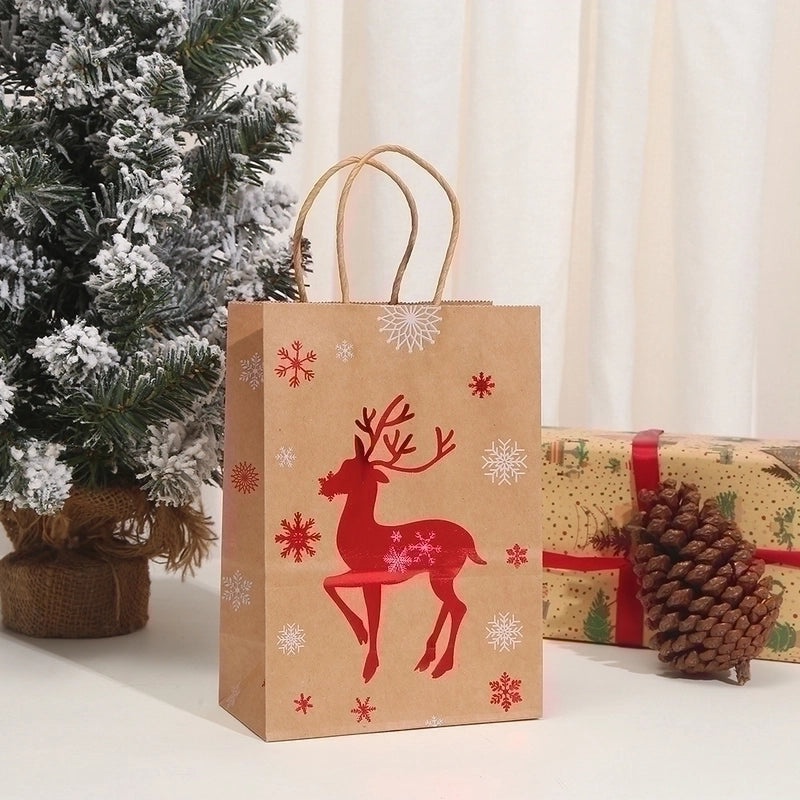 Christmas Cartoon Brown Paper Gift Bags for Holiday Parties|Christmas Party Supplies