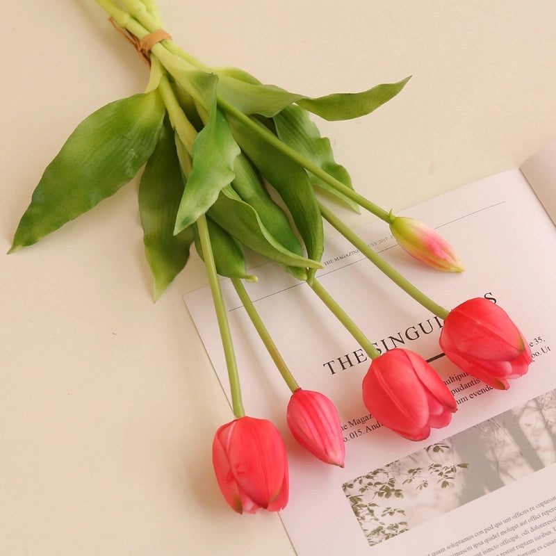 5 Soft Rubber Tulip Sticks Artificial Flowers Home Decor Fake Tulip Bouquet Wholesale | Home Decoration
