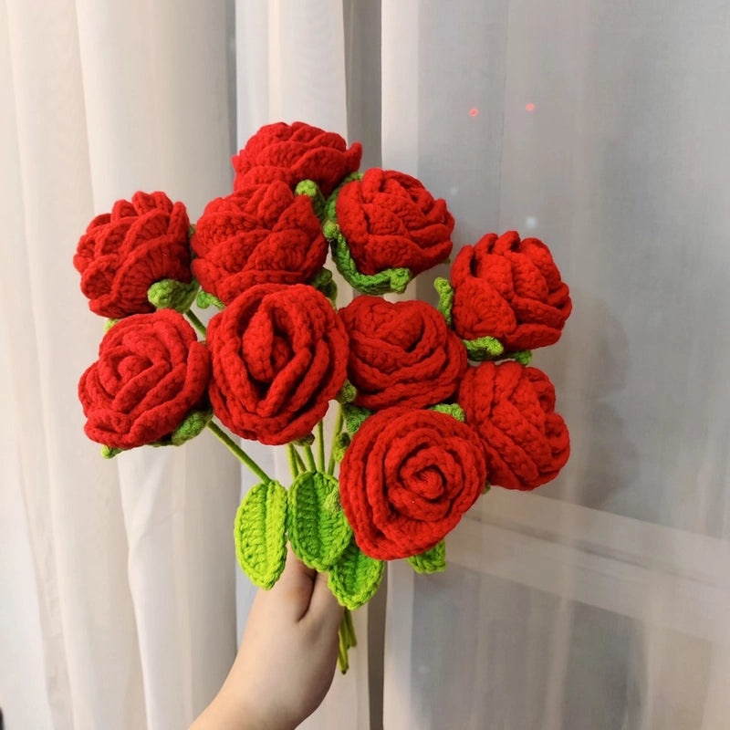 Elegant Rose Yarn Artificial Flowers for Valentine’s Day and Mother’s Day | Home Decor & Gifts