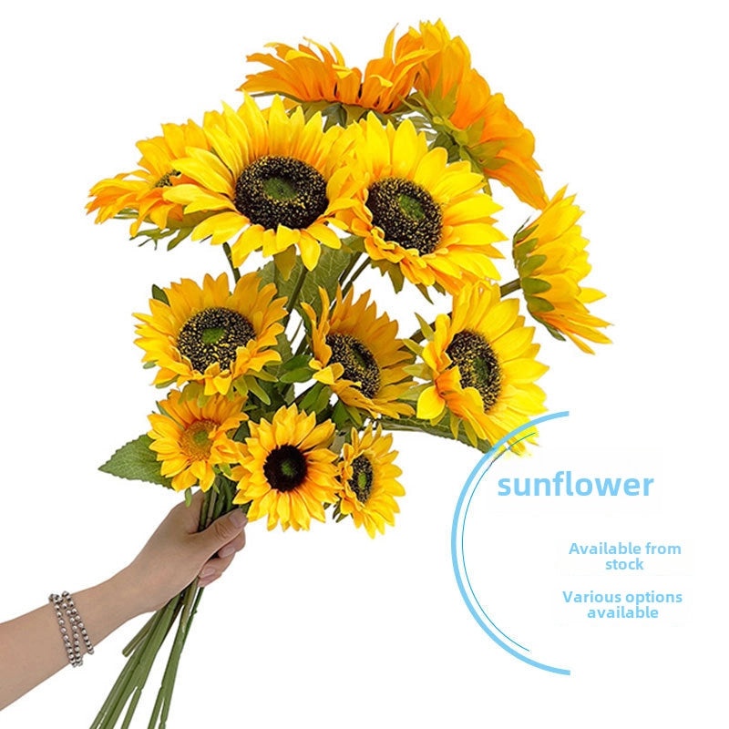 2 Pieces Realistic Artificial Sunflower Home Decor Wedding Floral Arrangement Fake Flower Bouquet|Home Decor & Floral Ornaments