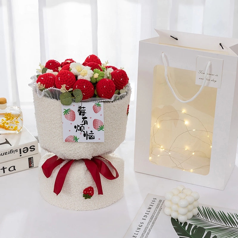 Valentine's Day Cute Fruit-Themed Knit Artificial Flower Bouquet|Home Decor Gifts