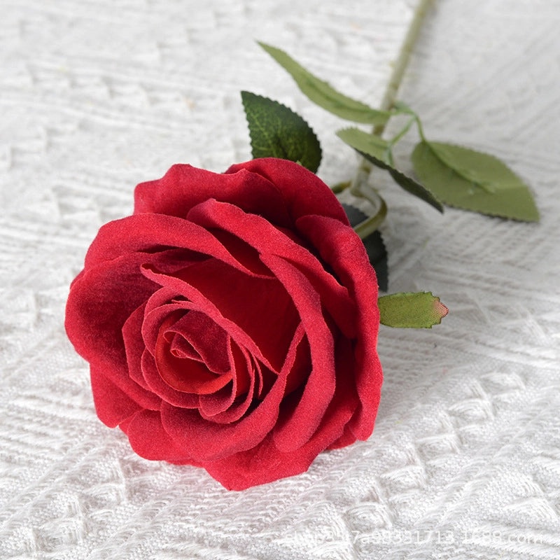 Romantic Artificial Rose Single Stem Valentine’s Day Home & Wedding Decor Soft Flannel Feel|Home Decor & Wedding Supplies