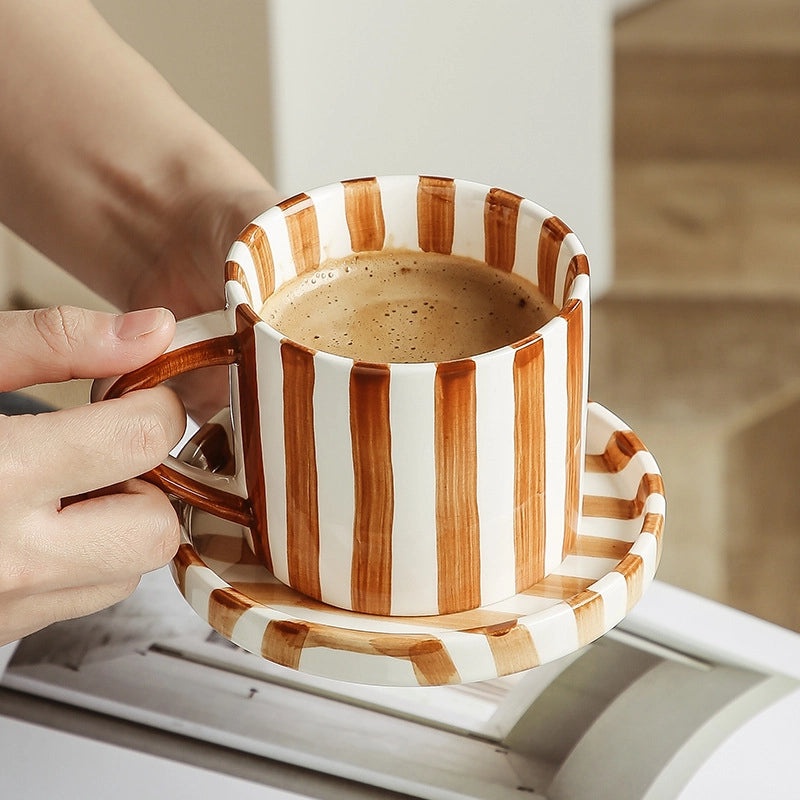 Casual Cute Striped Ceramic Plate and Water Bottle Set 1 Piece | Home & Kitchen Tableware