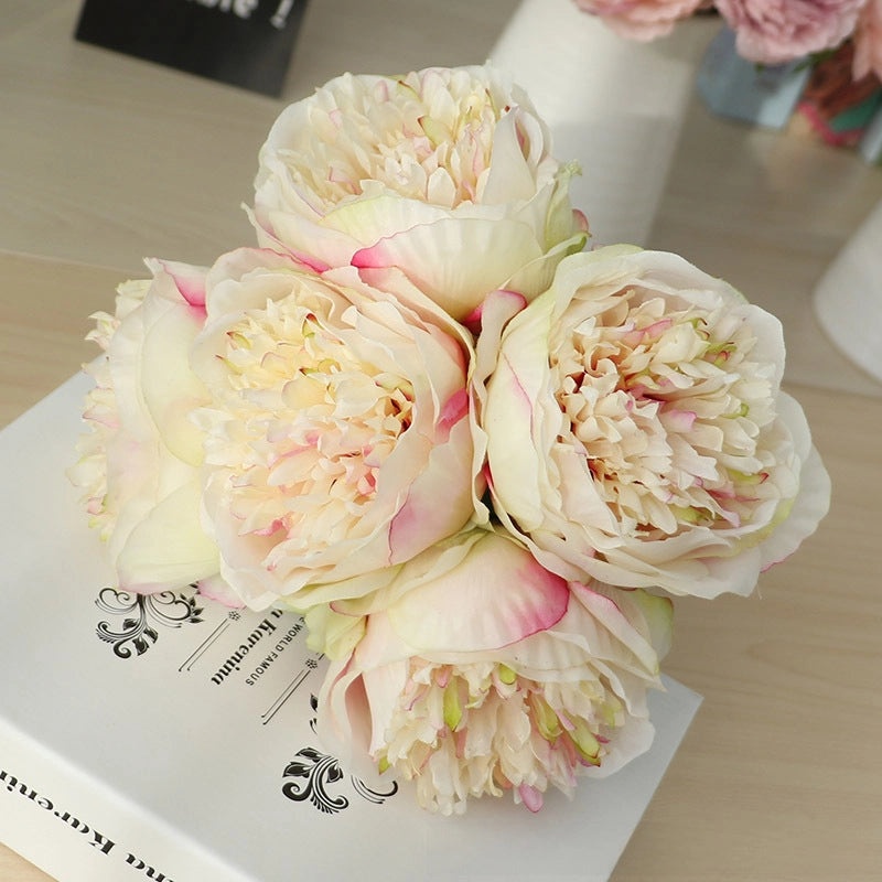 Artificial Five-Headed Peony Bouquet Silk Flowers Home Wedding Decoration|Home Decor