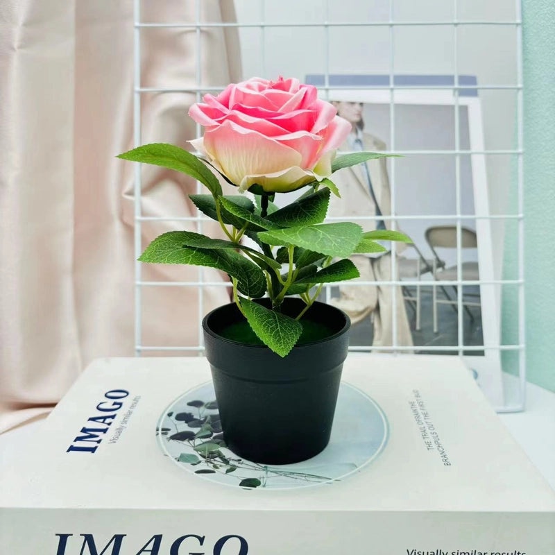 Artificial Rose and Lily Potted Plant Simulation Flower Greenery Home Indoor Outdoor Decor|Home Decor Artificial Plants