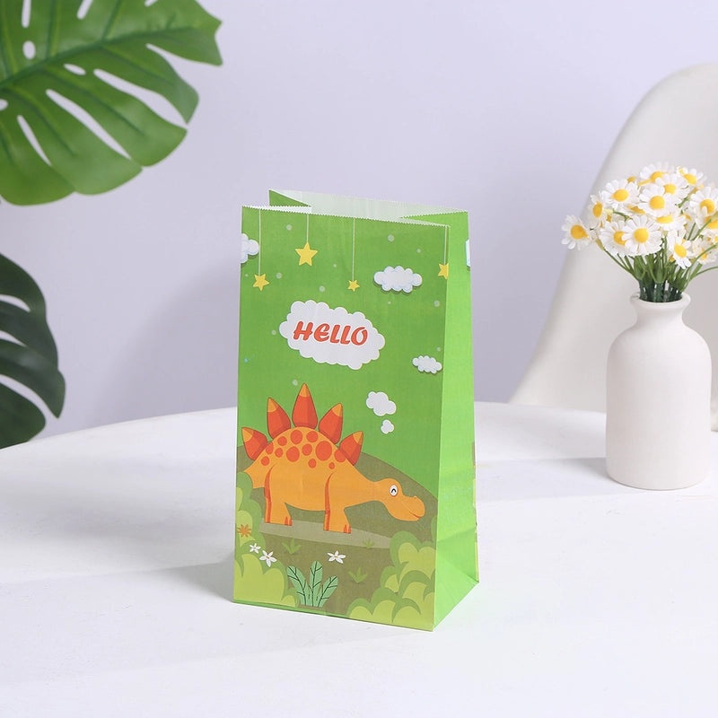 Adorable Dinosaur Cartoon Paper Gift Bags for Birthday Party Favors|Party Supplies