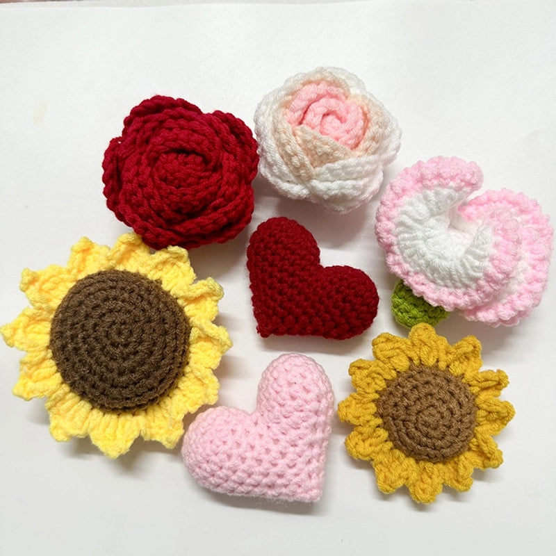 Minimalist Sunflower Heart-Shaped Rose Yarn Artificial Flowers|Home Decor Artificial Flowers