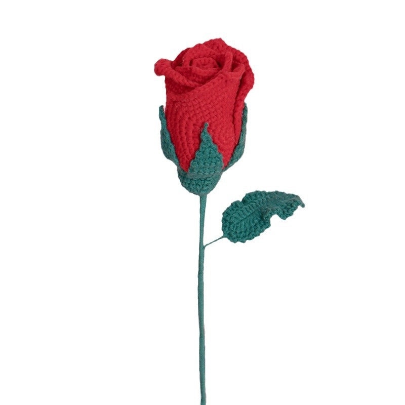 Handmade Wool Woven Eternal Rose Bouquet with Wine Glass Crochet Creative Gift Box for Valentine's Day|Valentine's Gifts