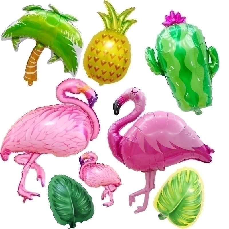 50 Pieces Tropical Flamingo Coconut Tree Aluminum Foil Balloons Set | Party Decorations Balloons