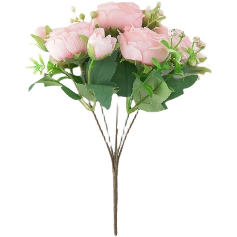Spring Peony Bouquet with 5 Buds, Artificial Peony Rose for Wedding and Home Decoration|Home Decor Flowers