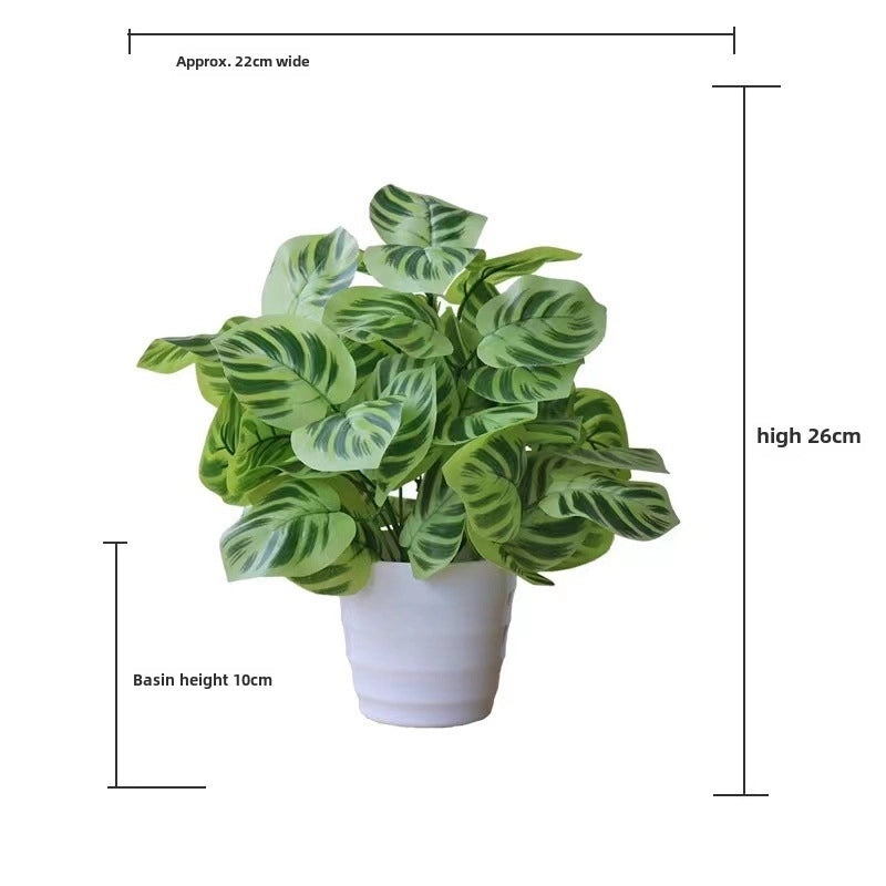 Artificial Green Rose Leaf Plant in Pot|Home Decor Artificial Plants