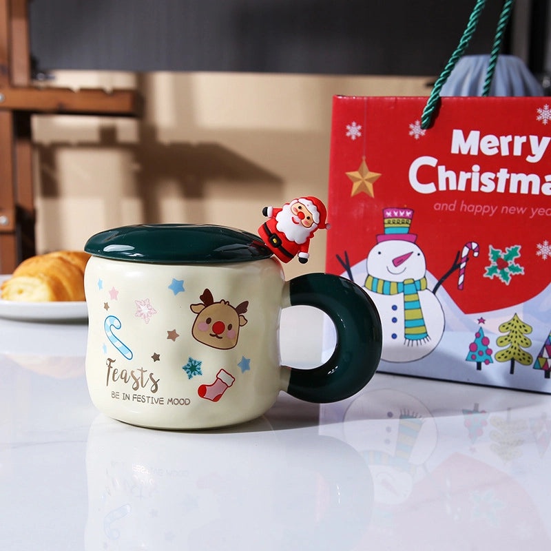 Christmas Santa Claus Socks and Ceramic Water Bottle Set | Holiday Gifts & Accessories