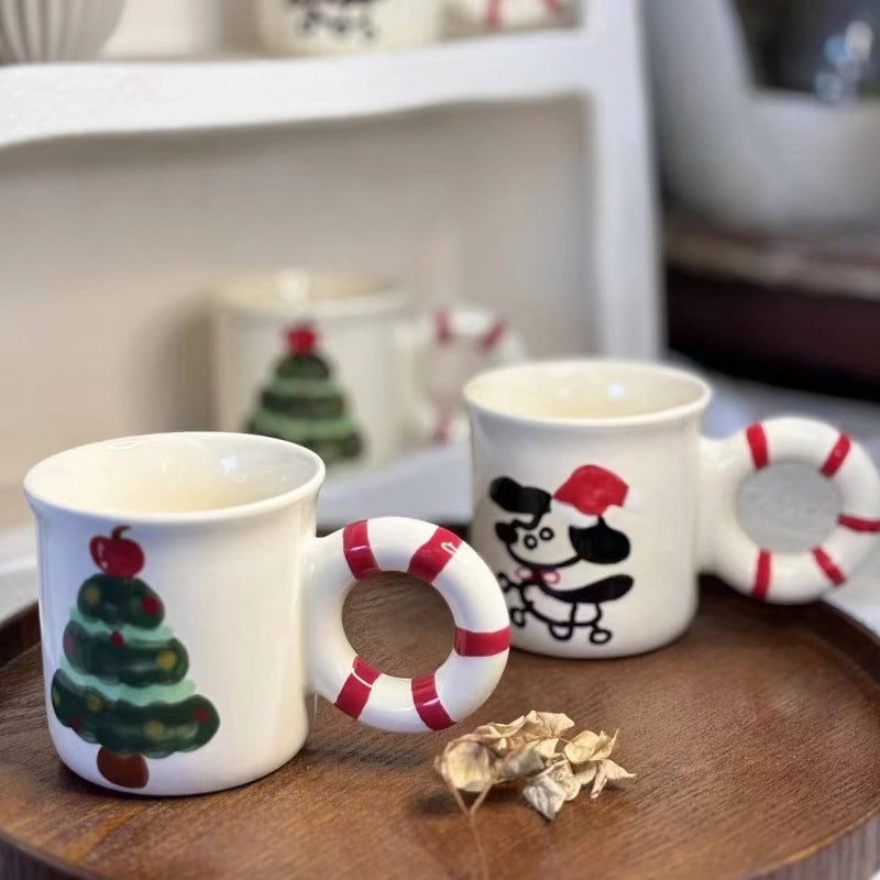 Elegant Christmas Tree Ceramic Plate Mug - Casual Holiday Drinkware | Christmas Decorations