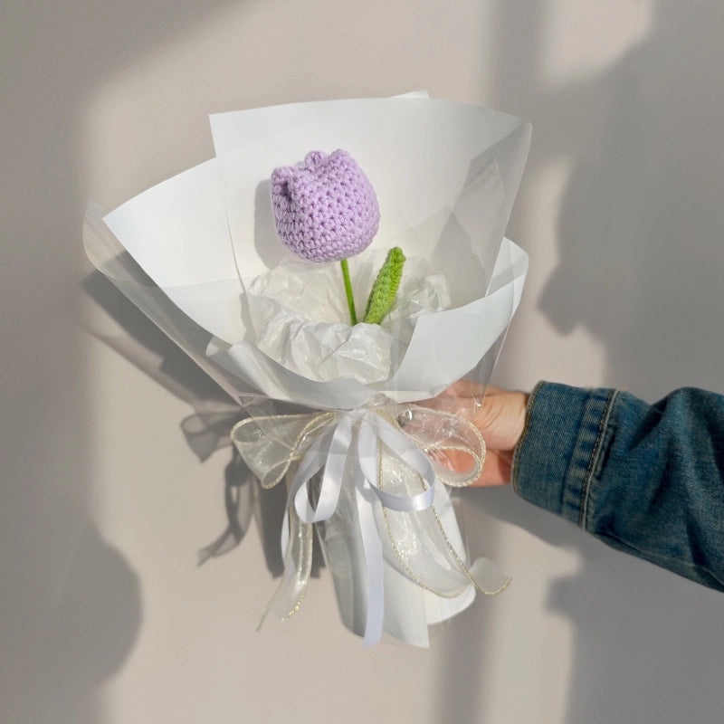 Delicate Tulip Knit Artificial Flowers Bouquet|Home Decor Artificial Flowers
