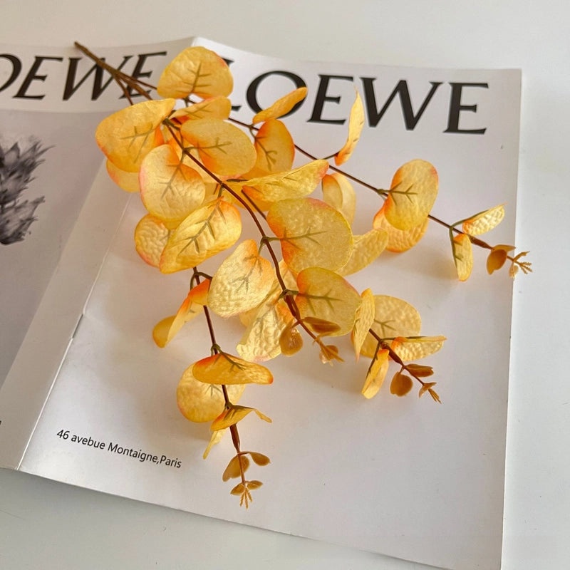 Halloween Black Eucalyptus Leaves Artificial Green Plants Decorative Flowers Single Stem with 4 Forks|Home Decor Artificial Plants