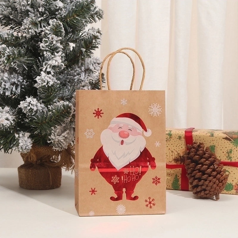 Christmas Cartoon Brown Paper Gift Bags for Holiday Parties|Christmas Party Supplies